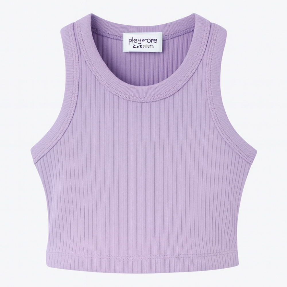 Purple Cropped Ribbed Tank Top