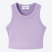 Purple Cropped Ribbed Tank Top