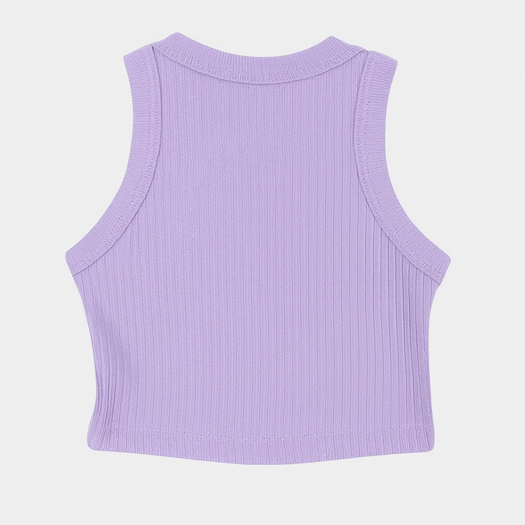 Purple Cropped Ribbed Tank Top