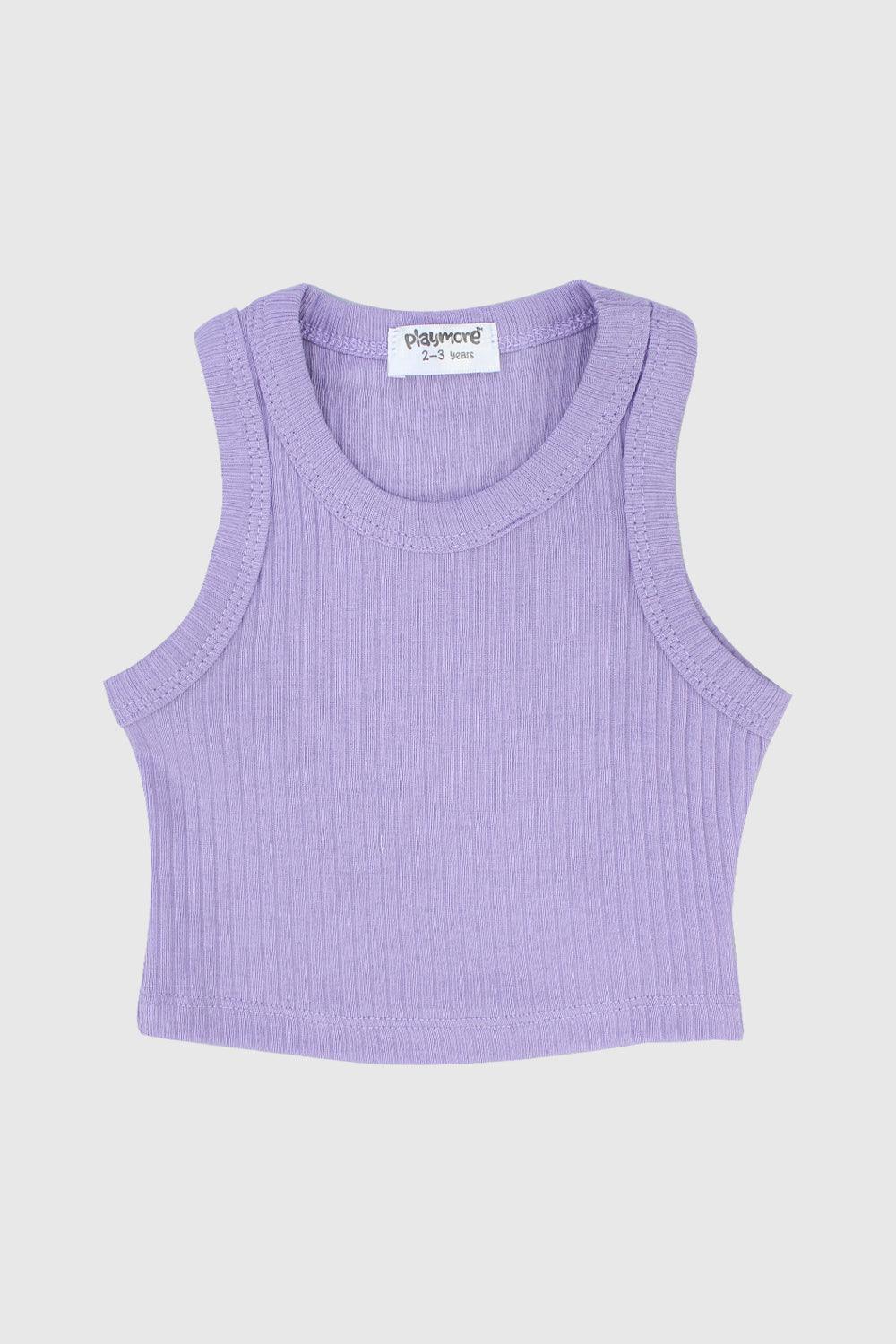Purple Cropped Ribbed Tank Top - Ourkids - Playmore