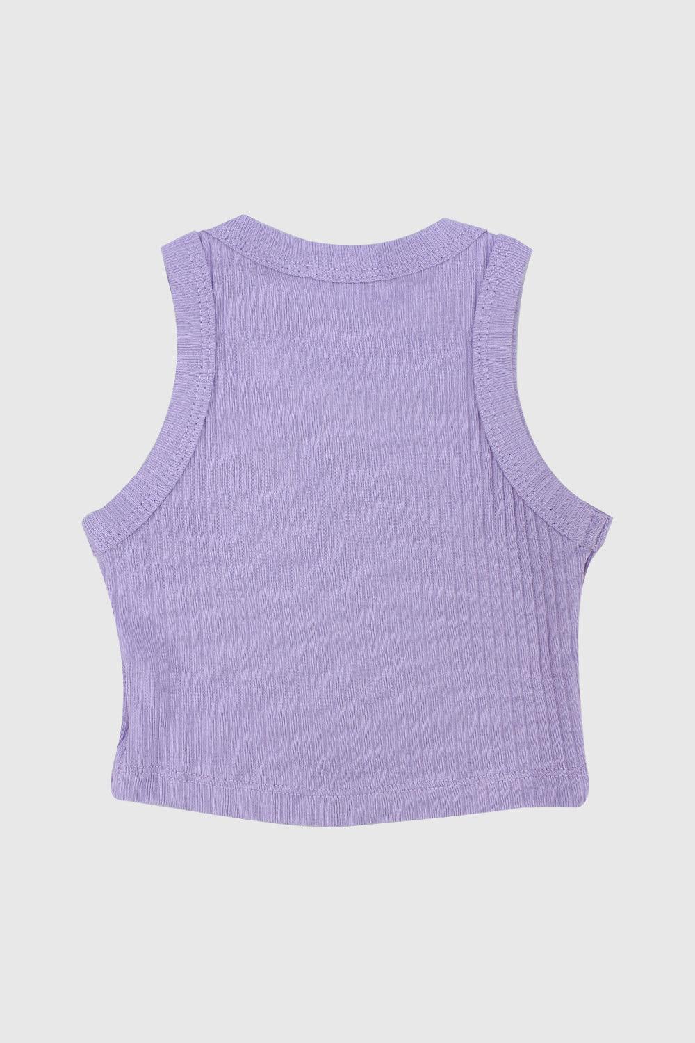 Purple Cropped Ribbed Tank Top - Ourkids - Playmore