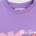 Purple Flowery Short-Sleeved T-Shirt - Ourkids - Ourkids