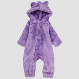 Purple Teddy Fleeced Hooded Onesie - Ourkids - Ourkids