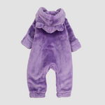 Purple Teddy Fleeced Hooded Onesie - Ourkids - Ourkids