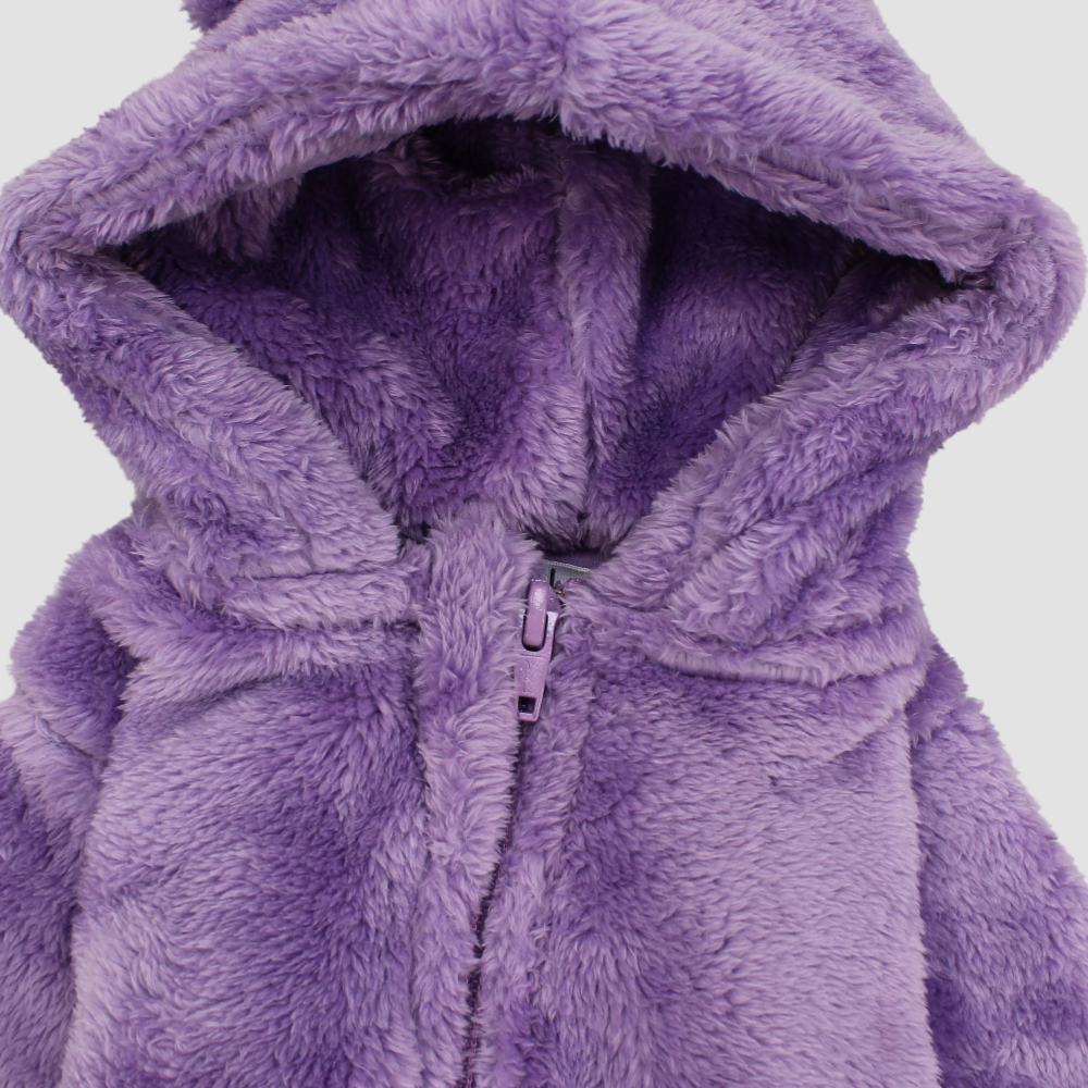 Purple Teddy Fleeced Hooded Onesie - Ourkids - Ourkids