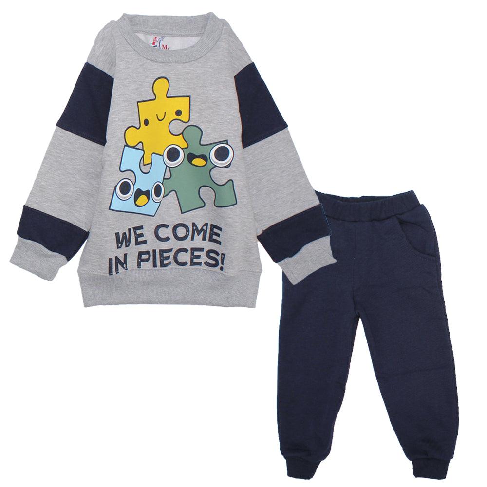 Puzzle Pieces Long-Sleeved Fleeced Pajama - Ourkids - JOKY