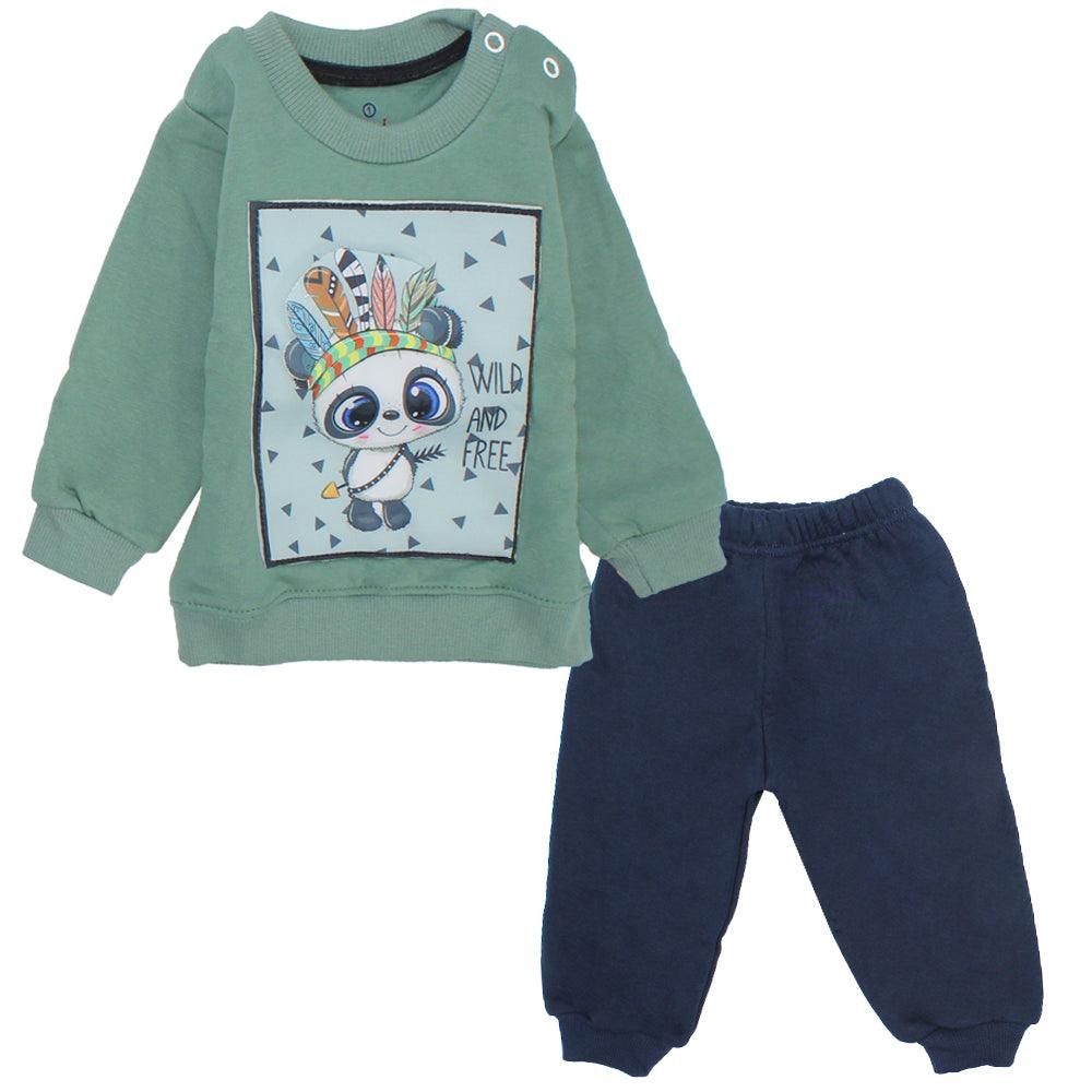 Red Indian Panda Long-Sleeved Fleeced Pajama - Ourkids - JOKY