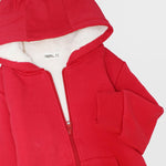 Red Long-Sleeved Fleeced Zip-Up Hoodie - Ourkids - Ourkids