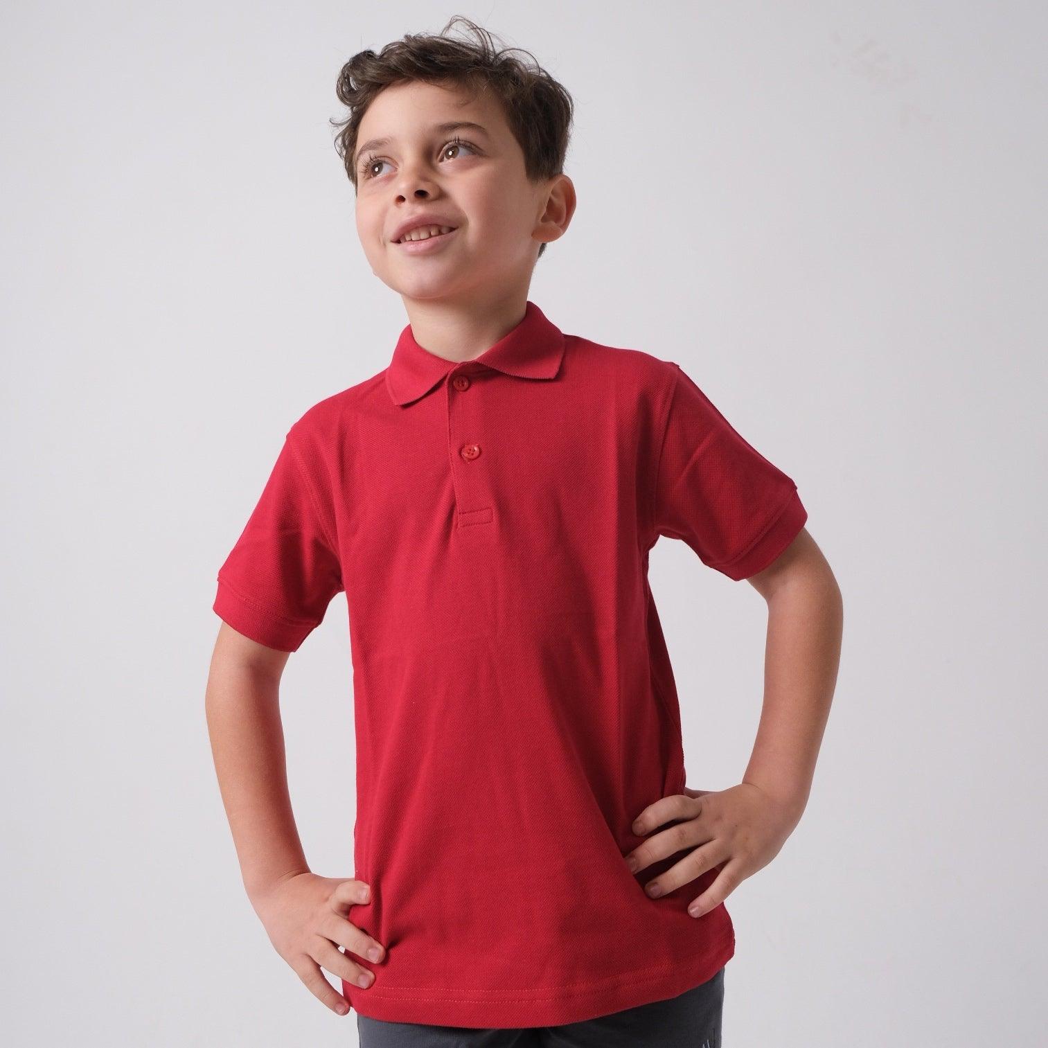 Red Short-Sleeved Polo Shirt - Ourkids - Ourkids