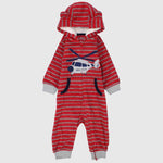 Red Striped Hooded Footless Onesie - Ourkids - Carter's