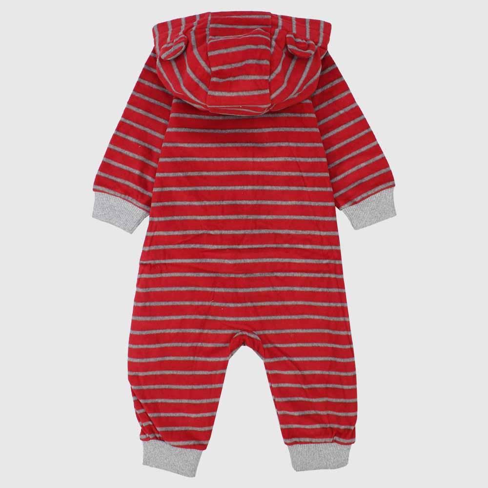 Red Striped Hooded Footless Onesie - Ourkids - Carter's