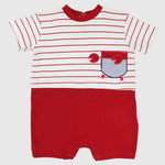 Red Striped Short-Sleeved Romper - Ourkids - Bumber