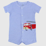 Red Truck Short-Sleeved Romper - Ourkids - Mini Me