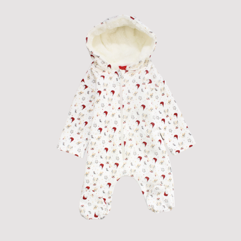 Reindeer Head Long-Sleeved Hooded Baby Footie - Ourkids - Junior