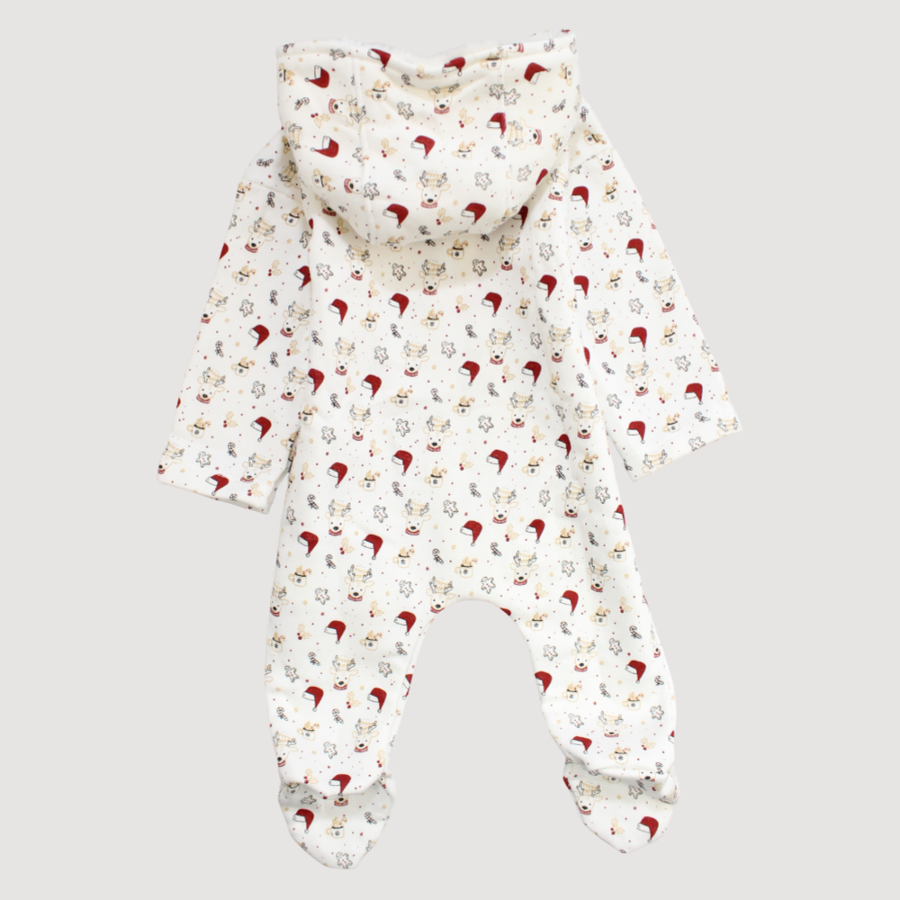 Reindeer Head Long-Sleeved Hooded Baby Footie - Ourkids - Junior