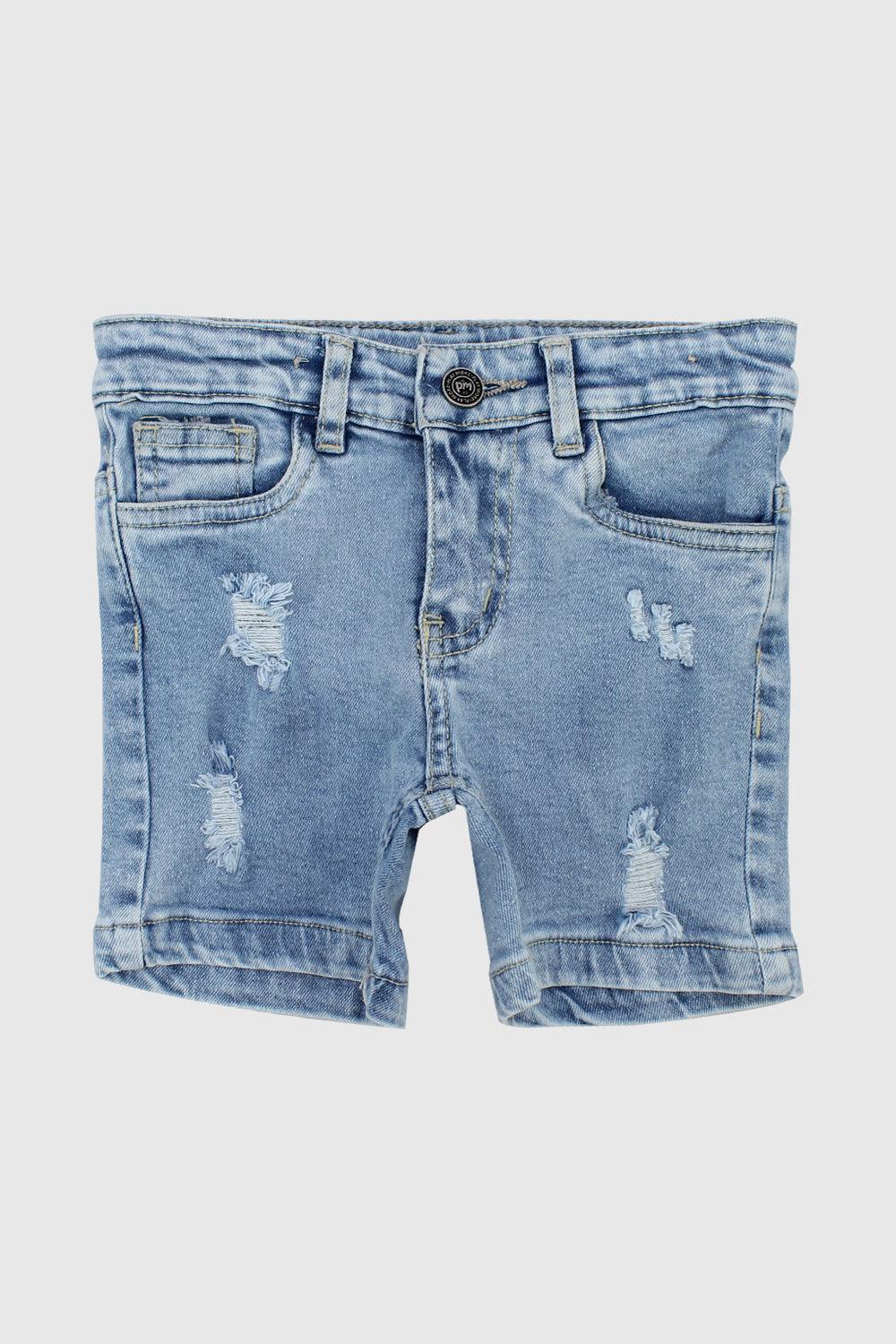 Ripped Light Blue Jean Shorts - Ourkids - Playmore