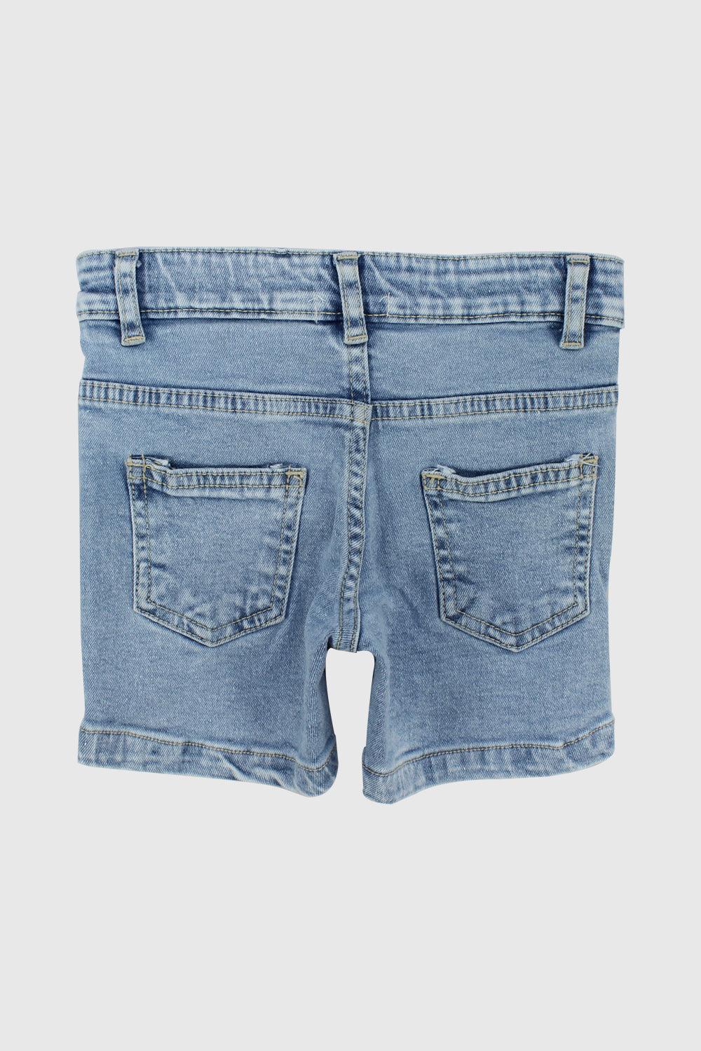 Ripped Light Blue Jean Shorts - Ourkids - Playmore