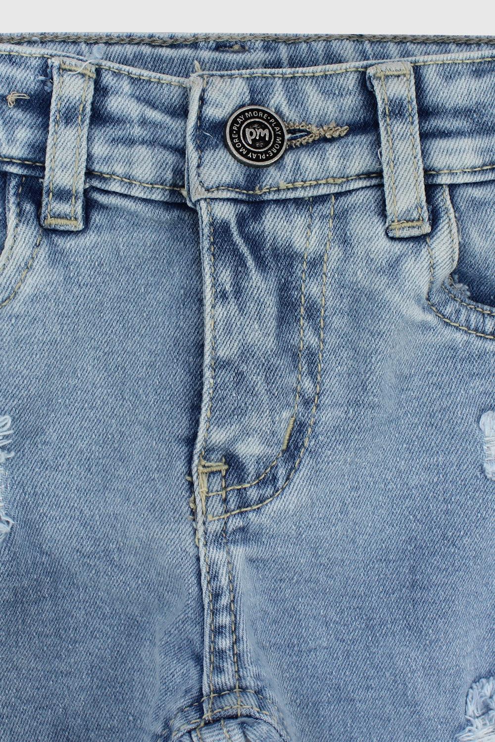 Ripped Light Blue Jean Shorts - Ourkids - Playmore