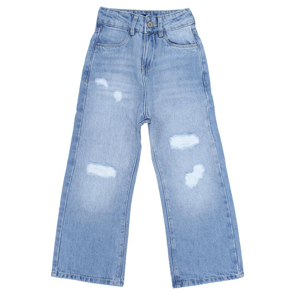 Ripped Wide-Leg Jeans - Ourkids - Solang