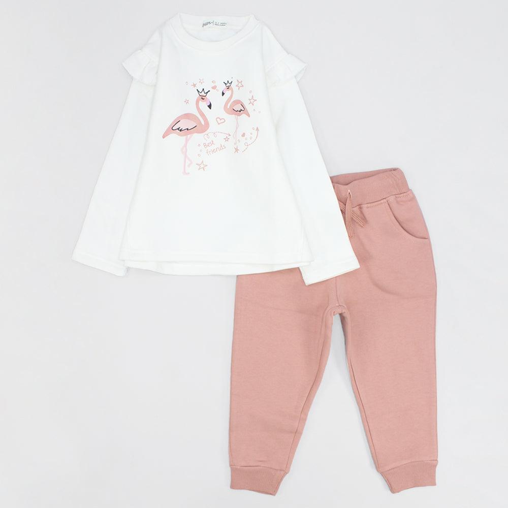 Royal Swans Long-Sleeved Fleeced Pajama - Ourkids - Ourkids