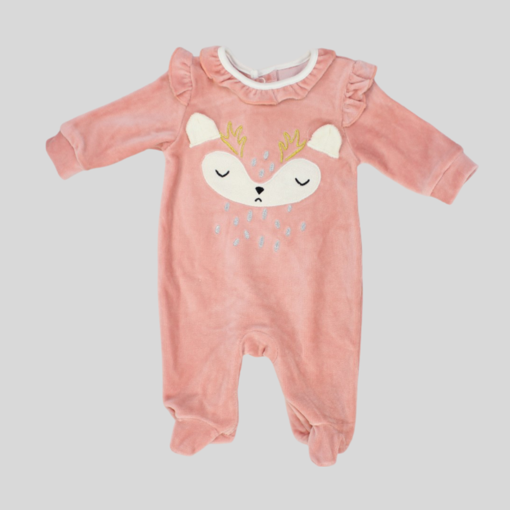 Ruffled Shoulders Long-Sleeved Baby Footie - Ourkids - Al Sayad