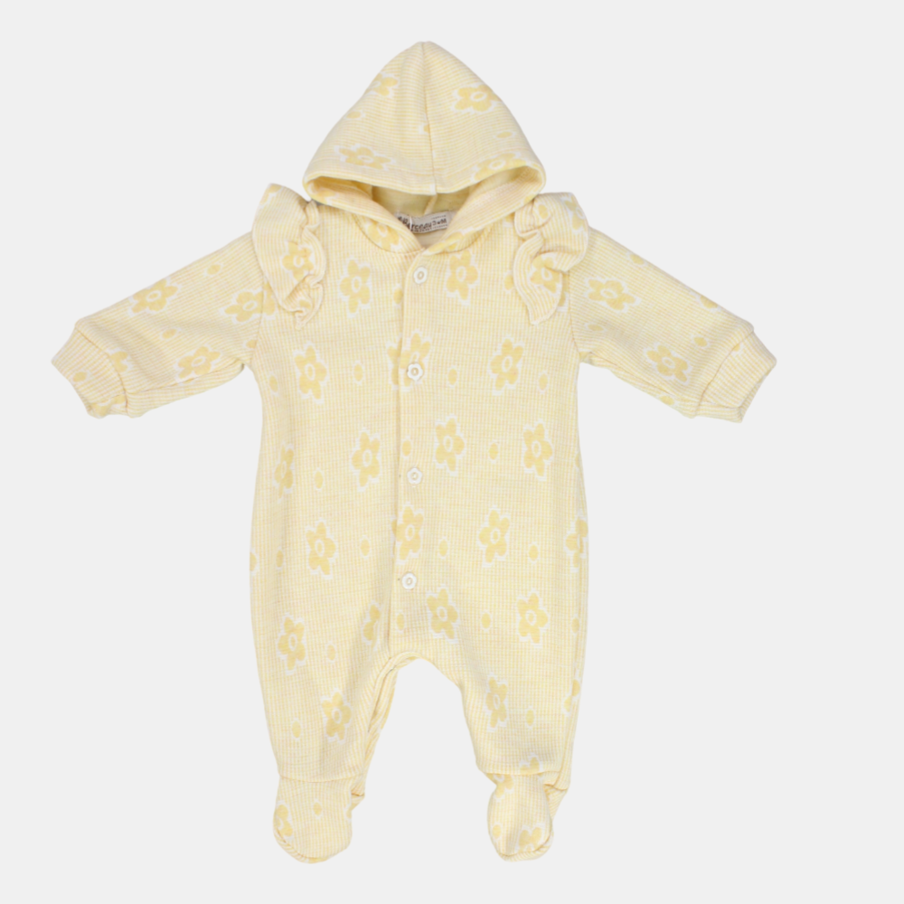 Ruffled Shoulders Long-Sleeved Hooded Baby Footie - Ourkids - Berceau