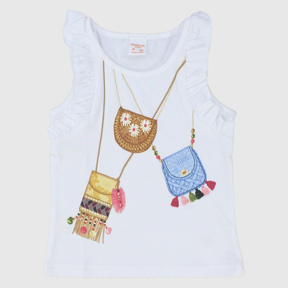 Ruffled Shoulders Sleeveless T-Shirt - Ourkids - Quokka