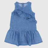 Ruffled Sleeveless Jean Dress - Ourkids - Pompelo