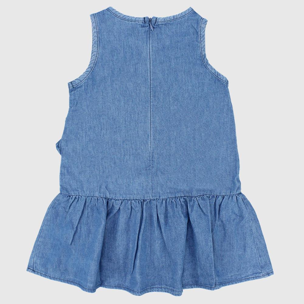 Ruffled Sleeveless Jean Dress - Ourkids - Pompelo