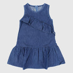 Ruffled Sleeveless Jean Dress - Ourkids - Pompelo