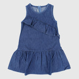 Ruffled Sleeveless Jean Dress - Ourkids - Pompelo