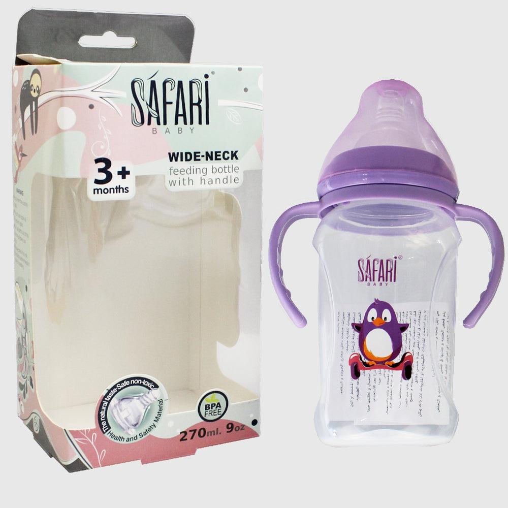 Safari Wide Nick Baby Feeding Bottle 270 ML With Handles - Ourkids - Safari Baby