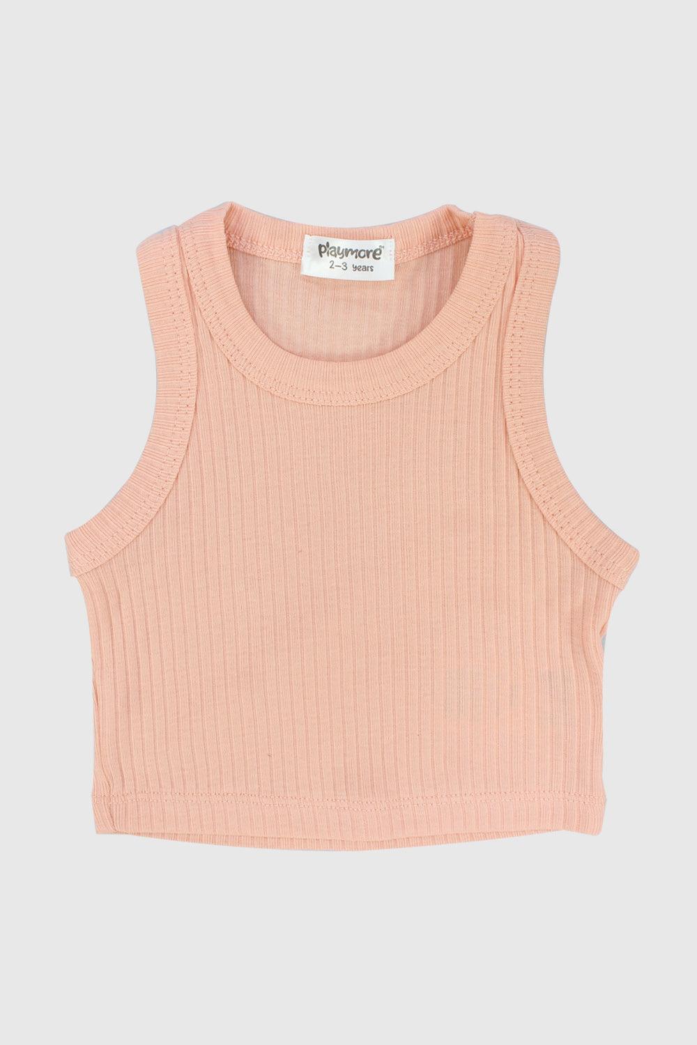 Salmon Cropped Ribbed Tank Top - Ourkids - Playmore