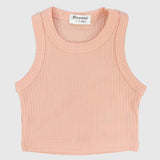 Salmon Cropped Ribbed Tank Top - Ourkids - Playmore