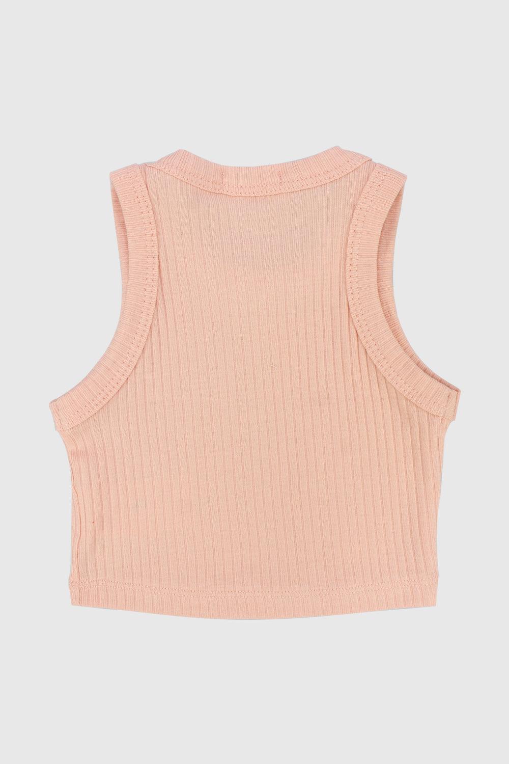 Salmon Cropped Ribbed Tank Top - Ourkids - Playmore