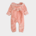 Salmon Teddy Fleeced Hooded Onesie - Ourkids - Ourkids