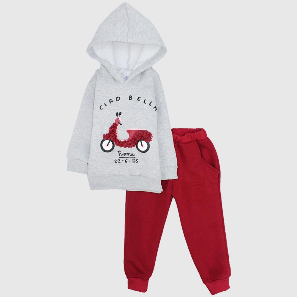 Scooting Long-Sleeved Fleeced Hooded Pajama - Ourkids - JOKY