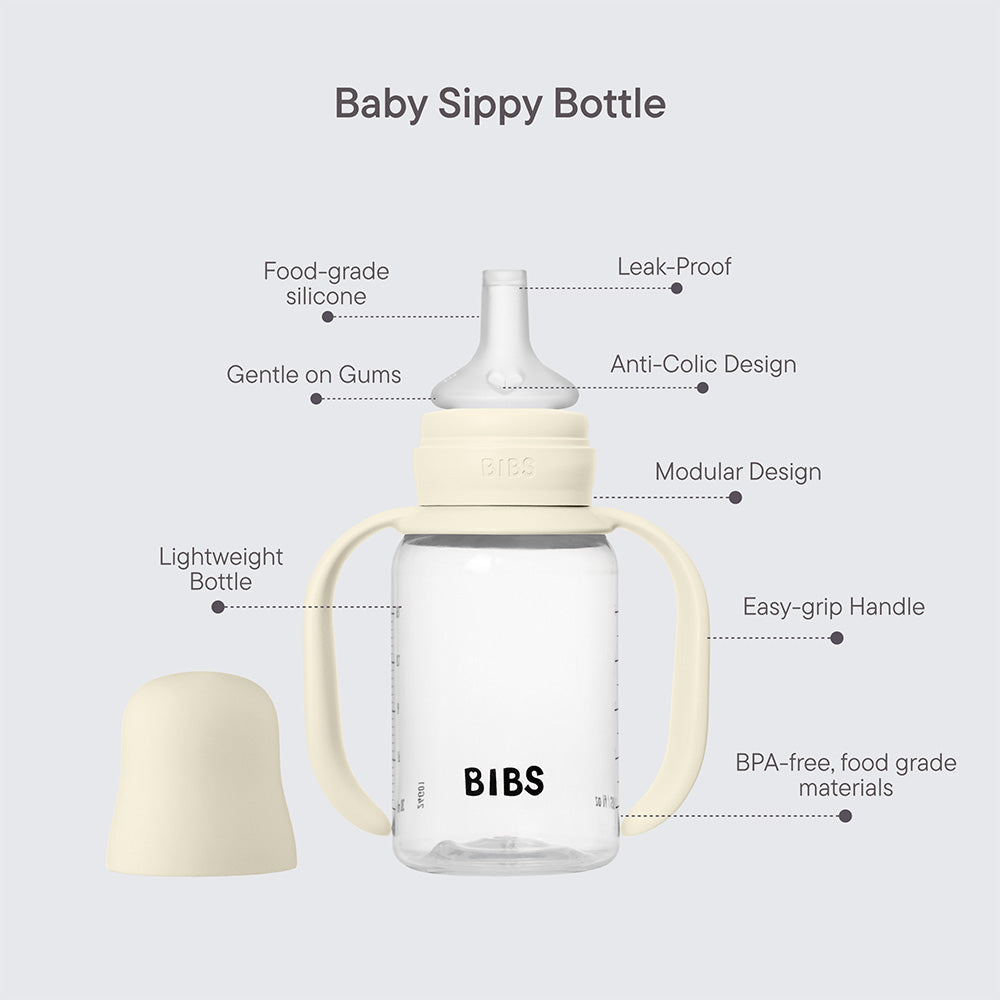 BIBS Silicone Spout Baby Sippy Bottle Pack of 1 – 150 ml Ivory