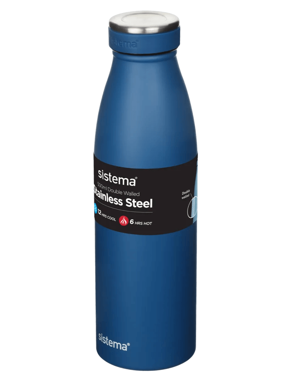 SISTEMA 500ML STAINLESS STEEL DRINK BOTTLE - Ourkids - Sistema