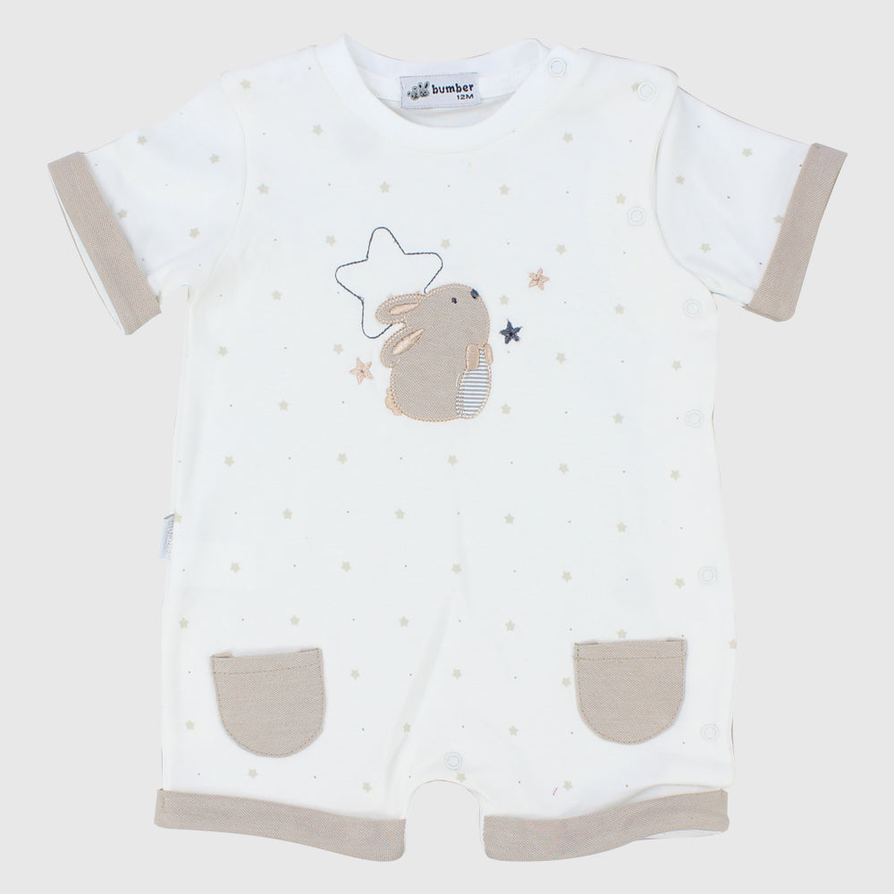 Sleepy Bunny Short-Sleeved Romper - Ourkids - Bumber