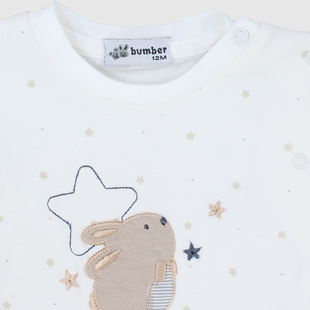 Sleepy Bunny Short-Sleeved Romper - Ourkids - Bumber