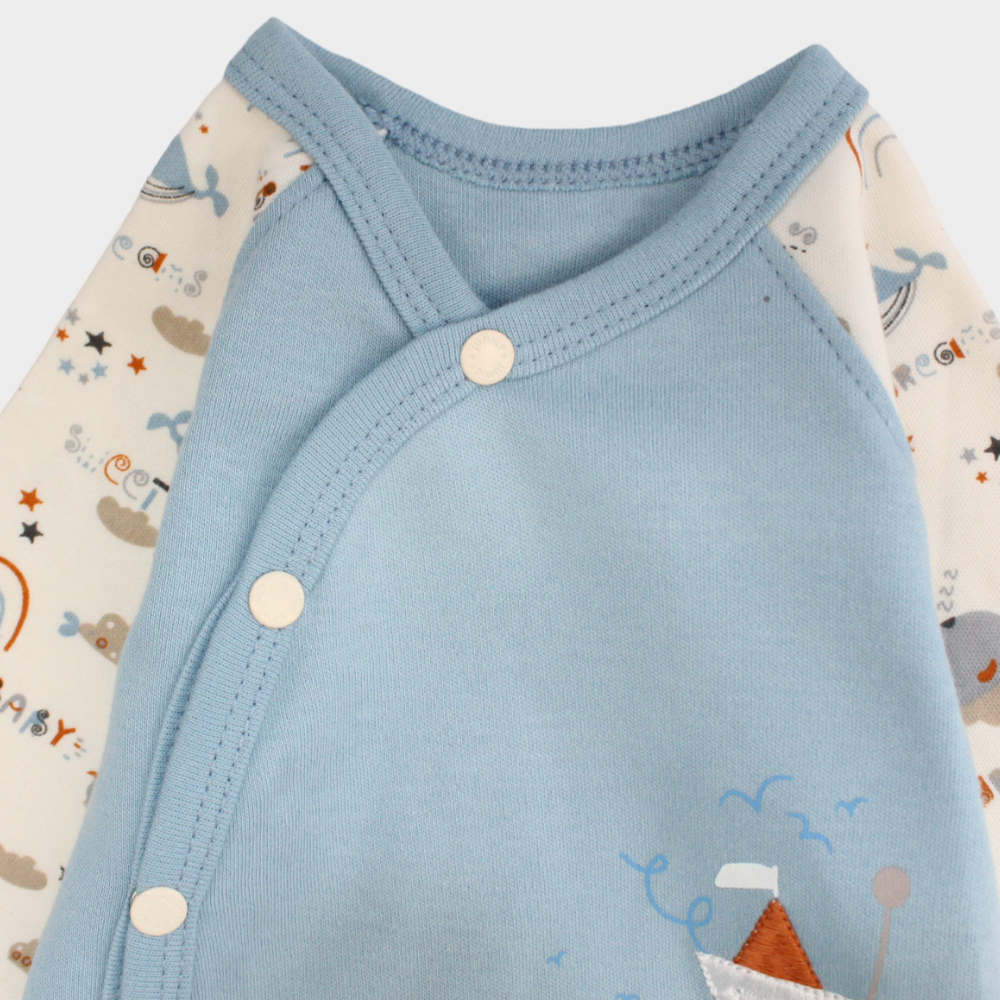 Sleepy Whale Long-Sleeved Baby Footie - Ourkids - Junior