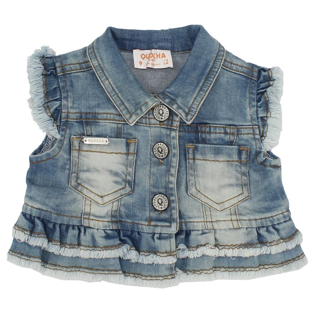 Sleeveless Ruffled Jean Jacket - Ourkids - Quokka