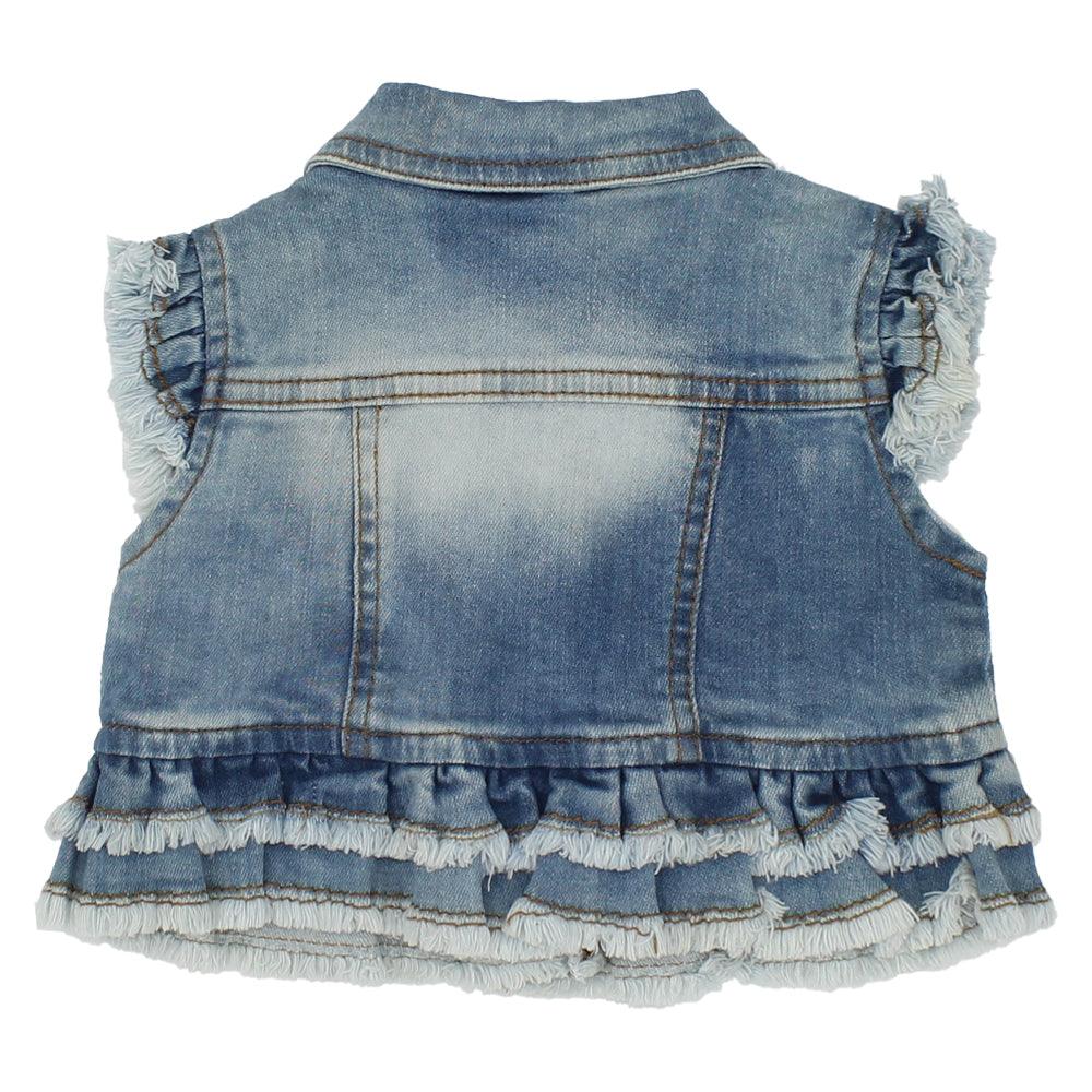 Sleeveless Ruffled Jean Jacket - Ourkids - Quokka