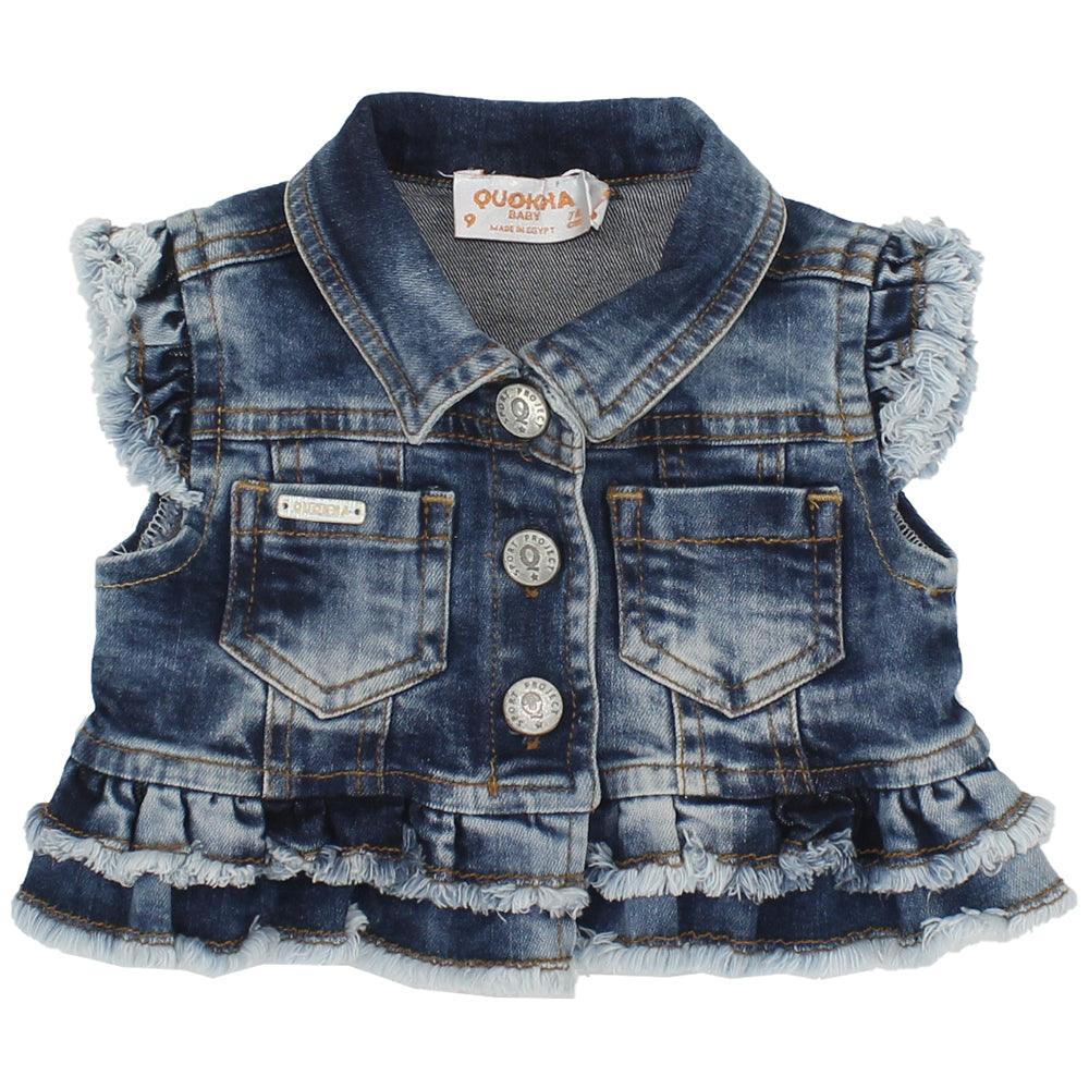 Sleeveless Ruffled Jean Jacket - Ourkids - Quokka