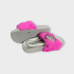 Smiley Face Girls' Slides With Fur - Ourkids - Cubs