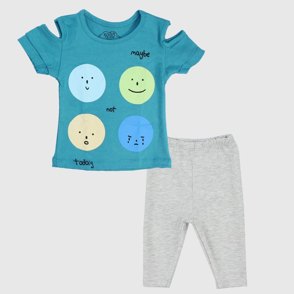 Smiley Face Short-Sleeved Pajama - Ourkids - Rosso