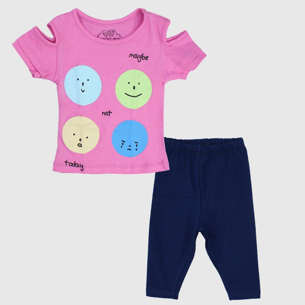 Smiley Face Short-Sleeved Pajama - Ourkids - Rosso