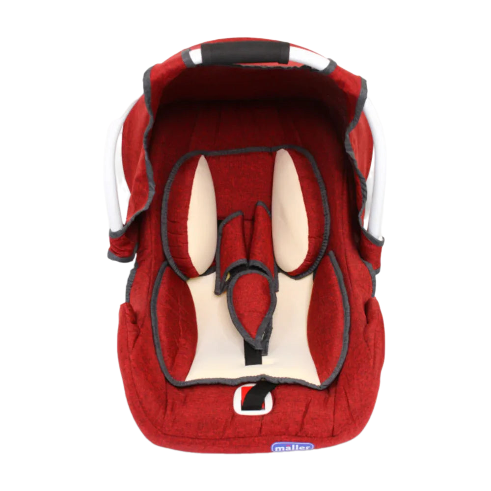 Burgundy & White Maller Baby Car Seat – Lightweight, Safe, and Practical