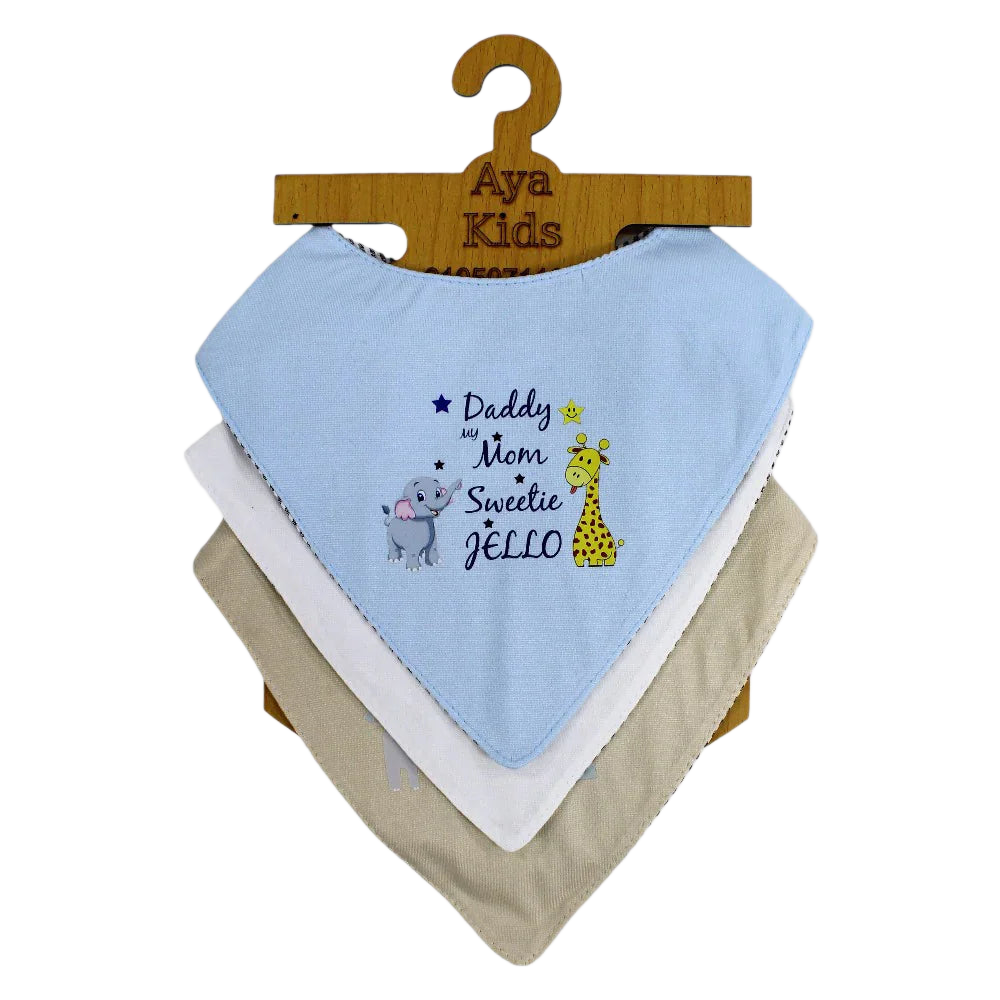 Cotton Baby Bib with Elephant and Giraffe Print – (Pack Of 3) - Baby Essentials - Cherries